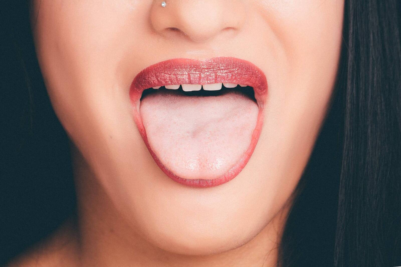 Lady poking out her tongue